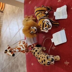 Faux Fur Safari Animal Ornaments (set of 4)